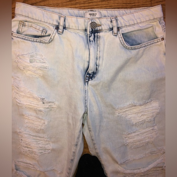 Light Blue Wash Ripped Jeans - Picture 2 of 4